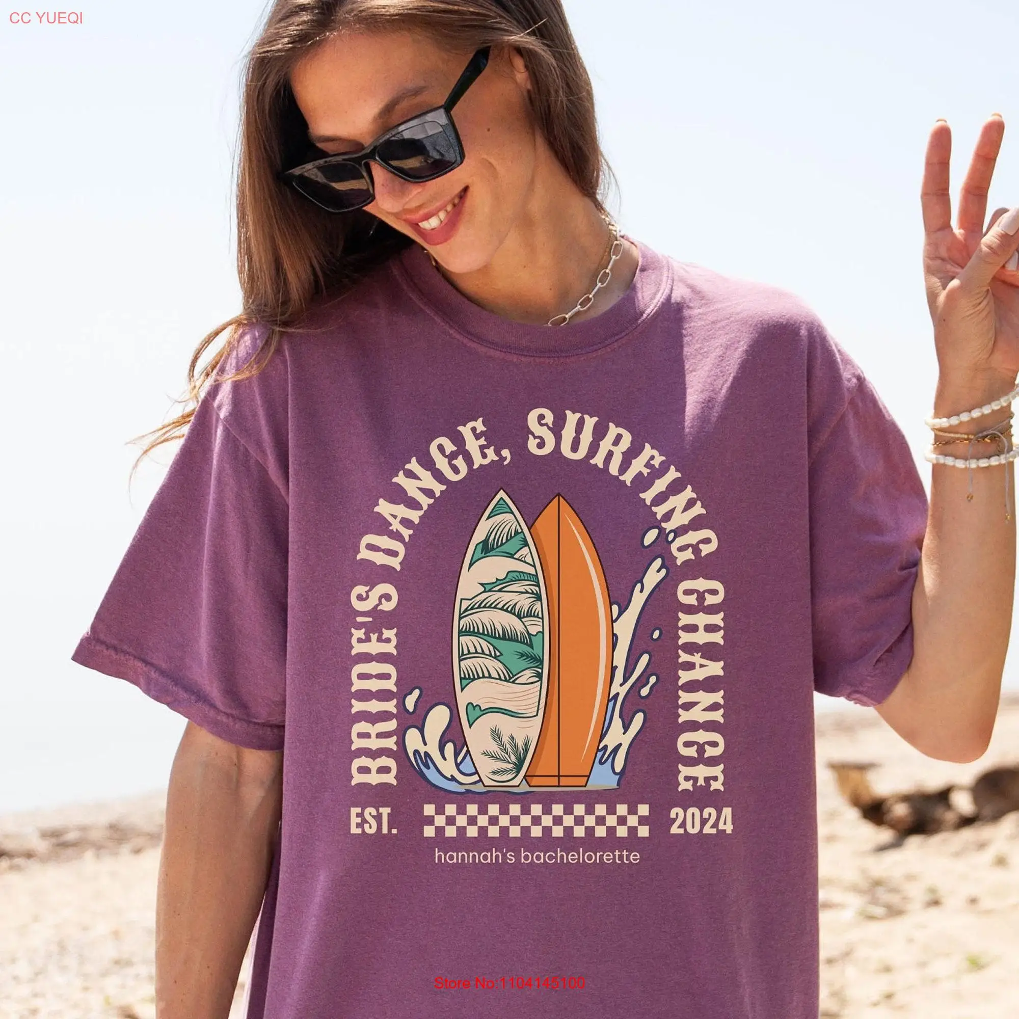 Surfen Braut T-Shirt Palm Springs Bachelorette cc letzten Toast an der Küste tropischen bach Merch Splash Miami Surfer