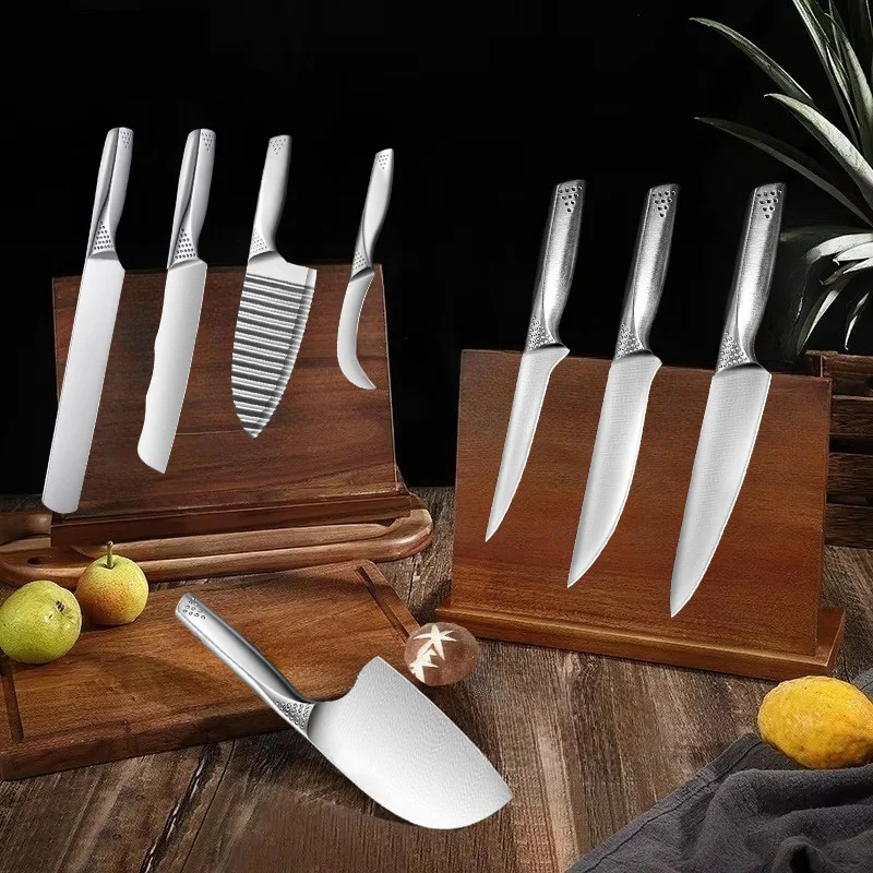 PLYS Stainless Steel Kitchen Knife,Sharp All Steel Meat Cleaver, Fruit Paring Knife, Complete Chef Knife Set, Boning Knife