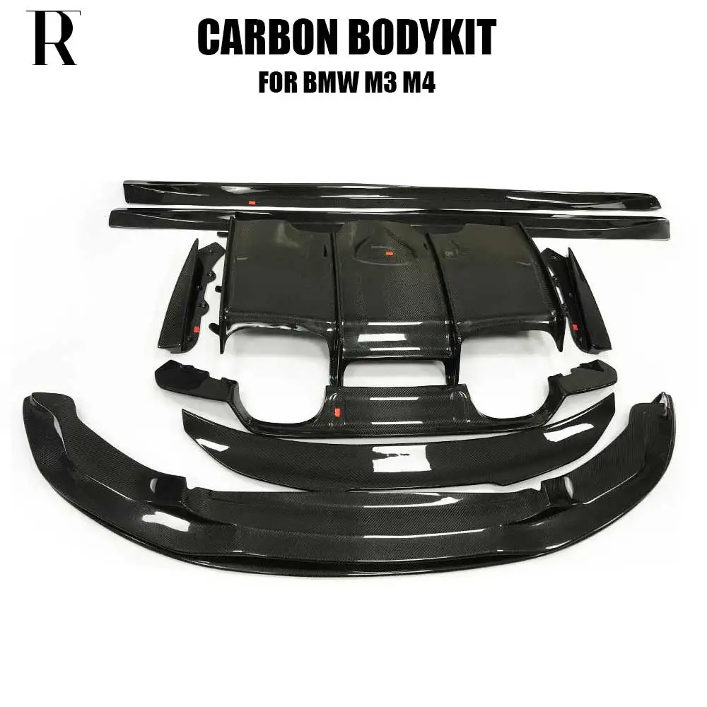 

PSM Style Carbon Fiber Bodykit Передний разветвитель губ Задний диффузор Боковая юбка Крыло Спойлер для BMW F80 F82 F83 M3 M4