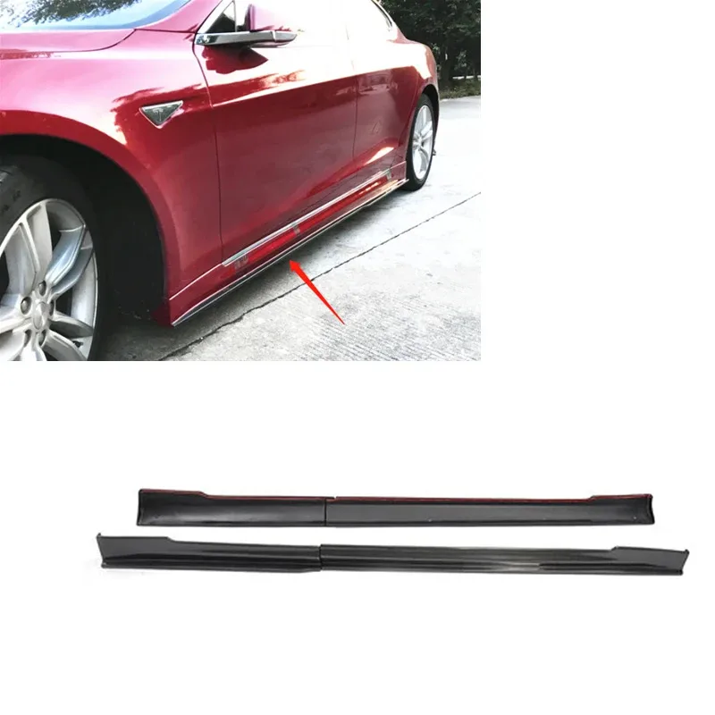 

For Tesla Model S 2014-2016 R Style Carbon Fiber Side Skirt Stickers Classic Auto Parts
