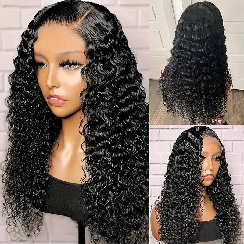 Rosabeauty 13X6 Deep Wave Nature Color For Women 40 Inch 13x4 Lace Front Human Hair Wig Prebleached Curly Wig 250% Density