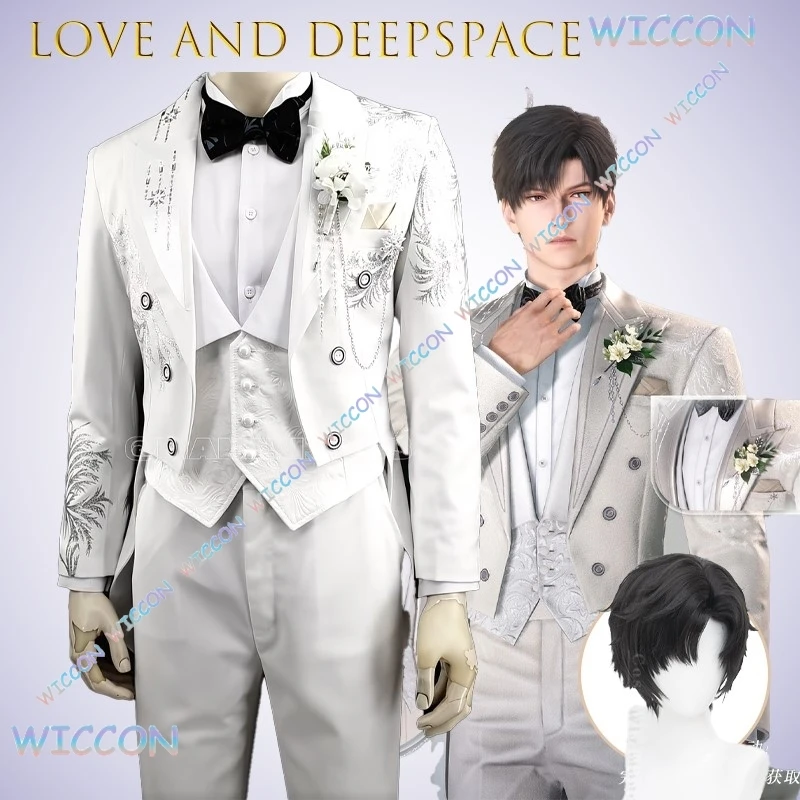 

Zayne Snowcrossing Embroidery Wedding Ball Gown Love and Deepspace Twilight Promise Cosplay Costume Bridal Veil Elegant Lace