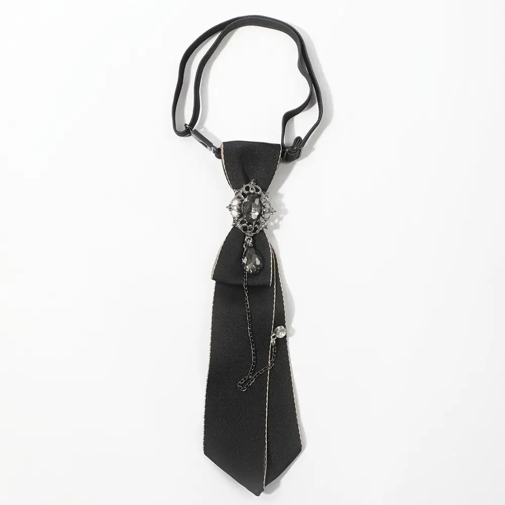 Y2K Crystal Bow Tie Geometric Choker Alloy Rhinestone Necktie JK Long Pre-tied Tie Men