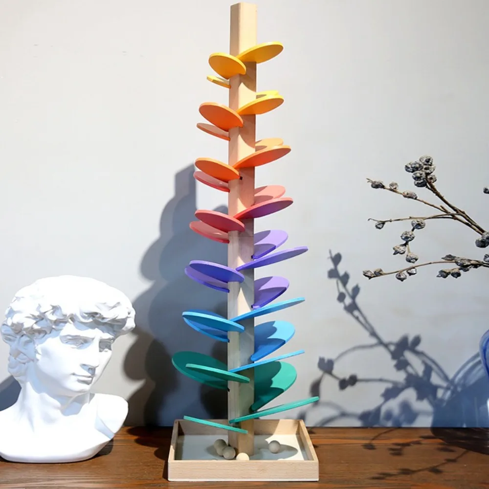 

Montessori Ball Drop Toys Wooden Exercise Vision Baby Sensory Toys Educational Toy Splicing Petals Rainbow Musical Tree for Kids