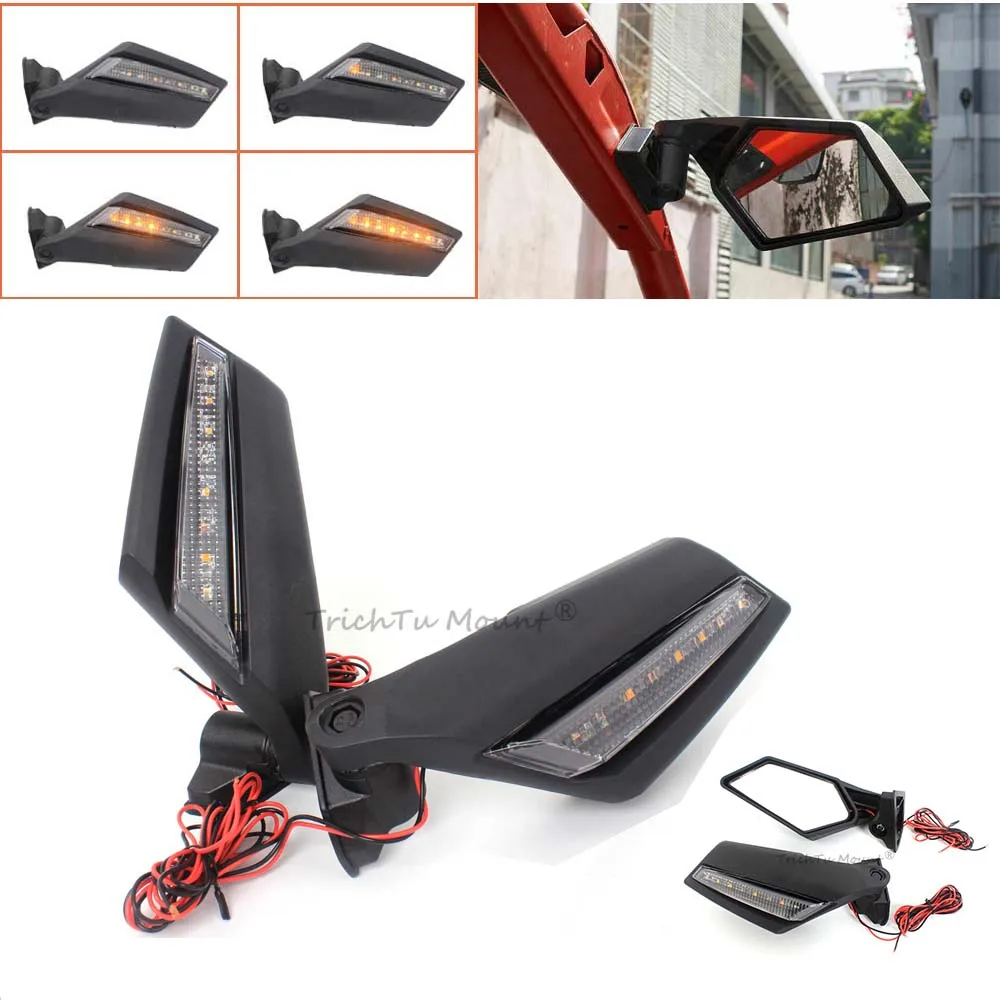 1 Pair UTV Side Mirrors with Led Turn Signal Light Fit For Can-Am Maverick X3 Max R 4x4 XDS Turbo DPS 2018-2024