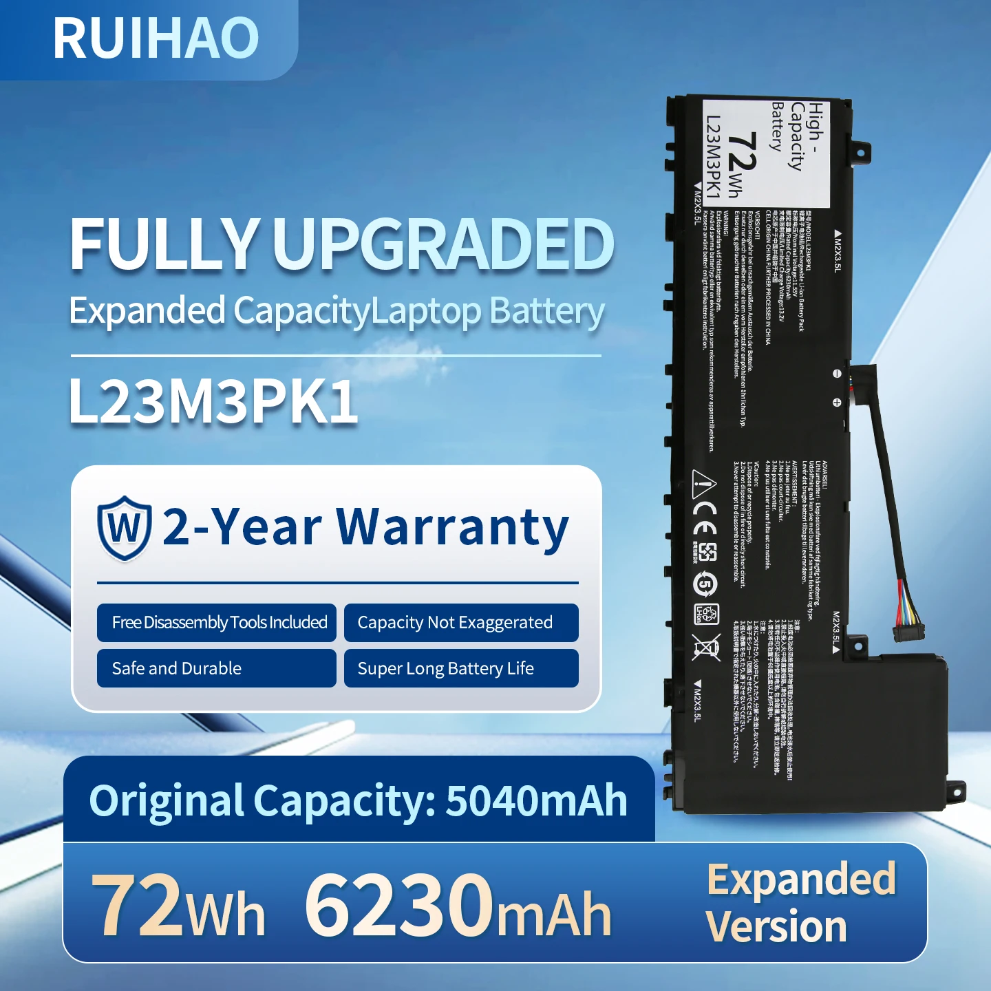 L23M3PK1 Newly Upgraded 11.55V 72WH Laptop Battery for Lenovo IdeaPad Slim 5 16IMH9 15IRH9 14IMH9 15IRU9 16AHP9