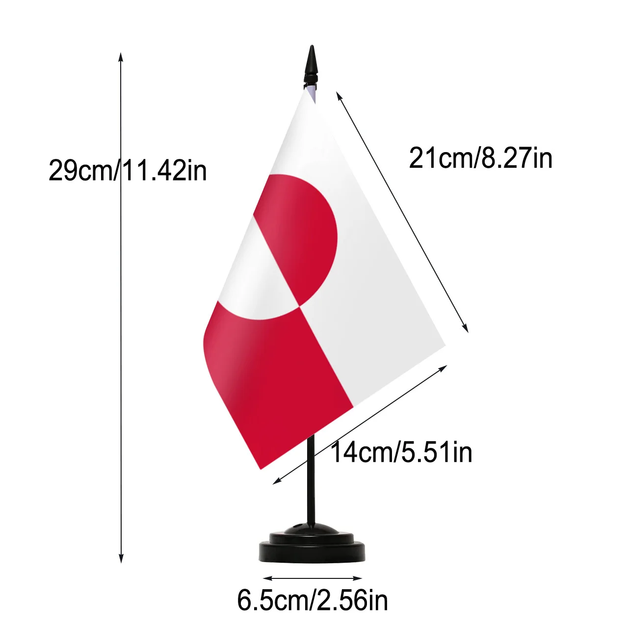 1pc Greenland Polyester Desk Flag, Small Office Flags Featuring Solid Plastic Black Pole And Base, for Office Meeting Desk Decor