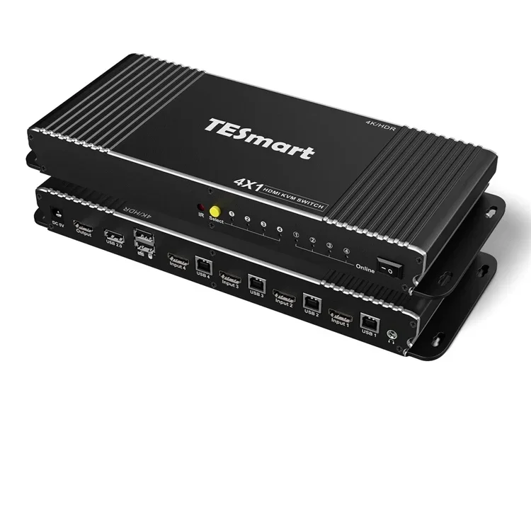 TESmart B Series for HDMI 4 Port KVM Switch Kit with HDR EDID USB 2.0 4K 60Hz Video Switcher for 4 PCs and 1 Monitor in Stock