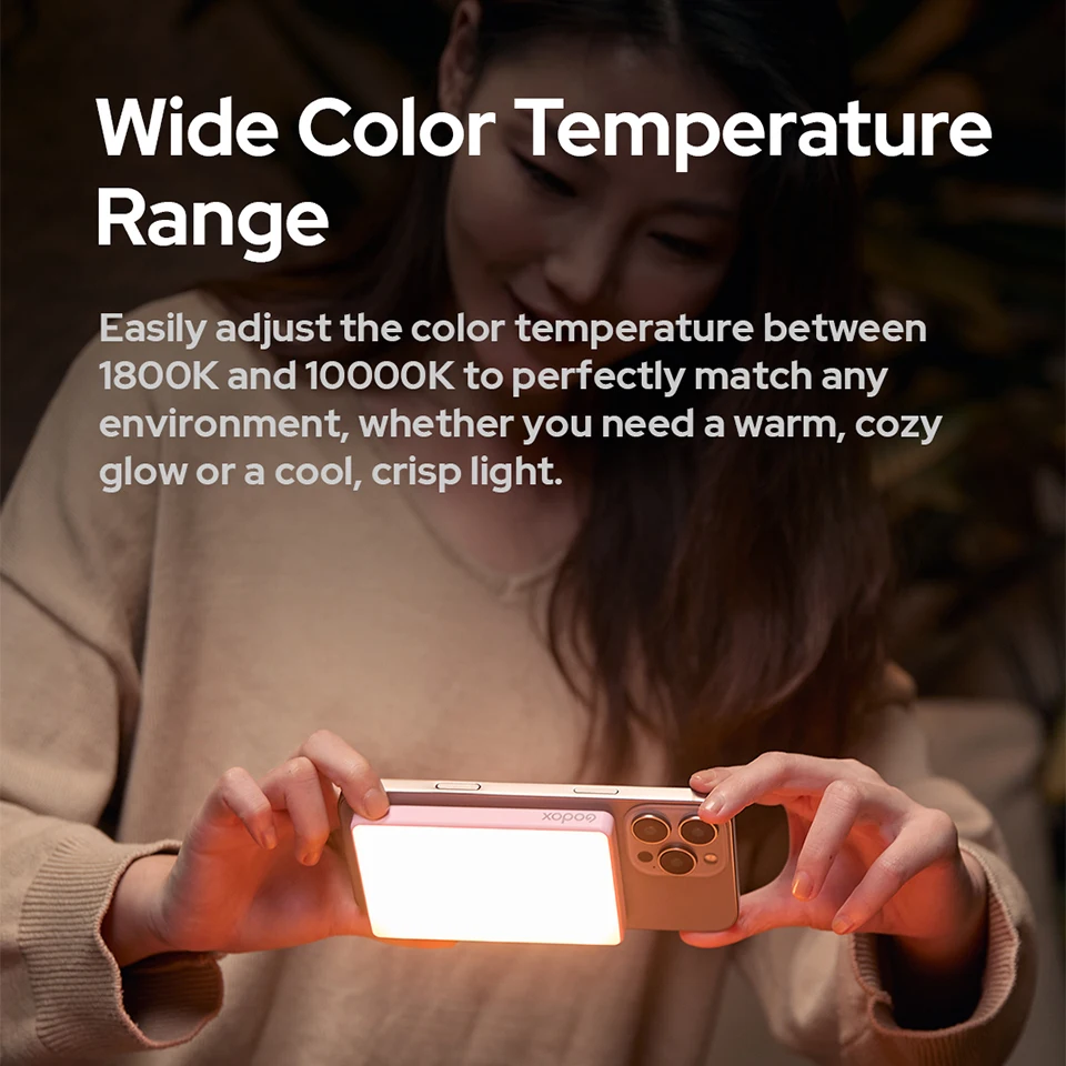 Godox MA5R Magnetic LED Pocket Light 1800K- 10000K Full-Color Video Light Ultra-slim Design for Outdoor Photography