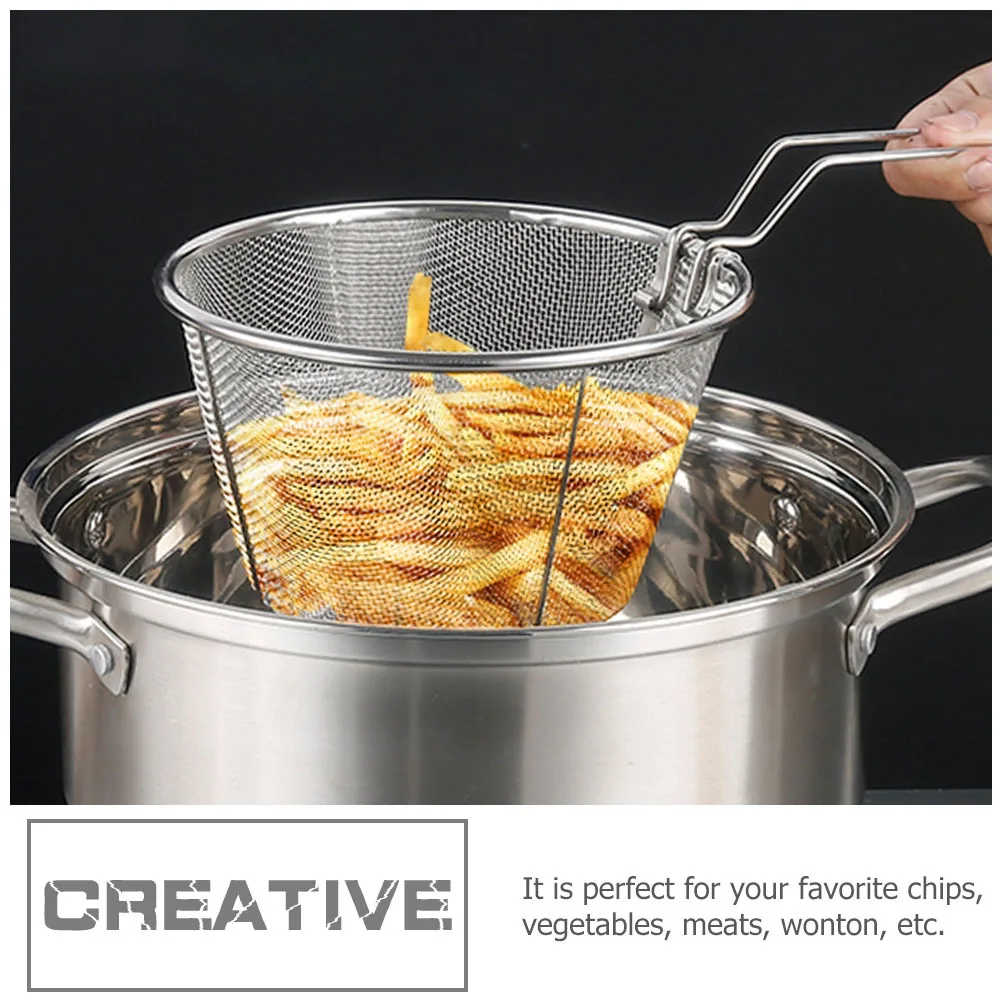 

Складная корзина для жарки с термостойкой ручкой для легкого разделения масла и портативного хранения Идеально подходит для жарки курицы, картофеля фри