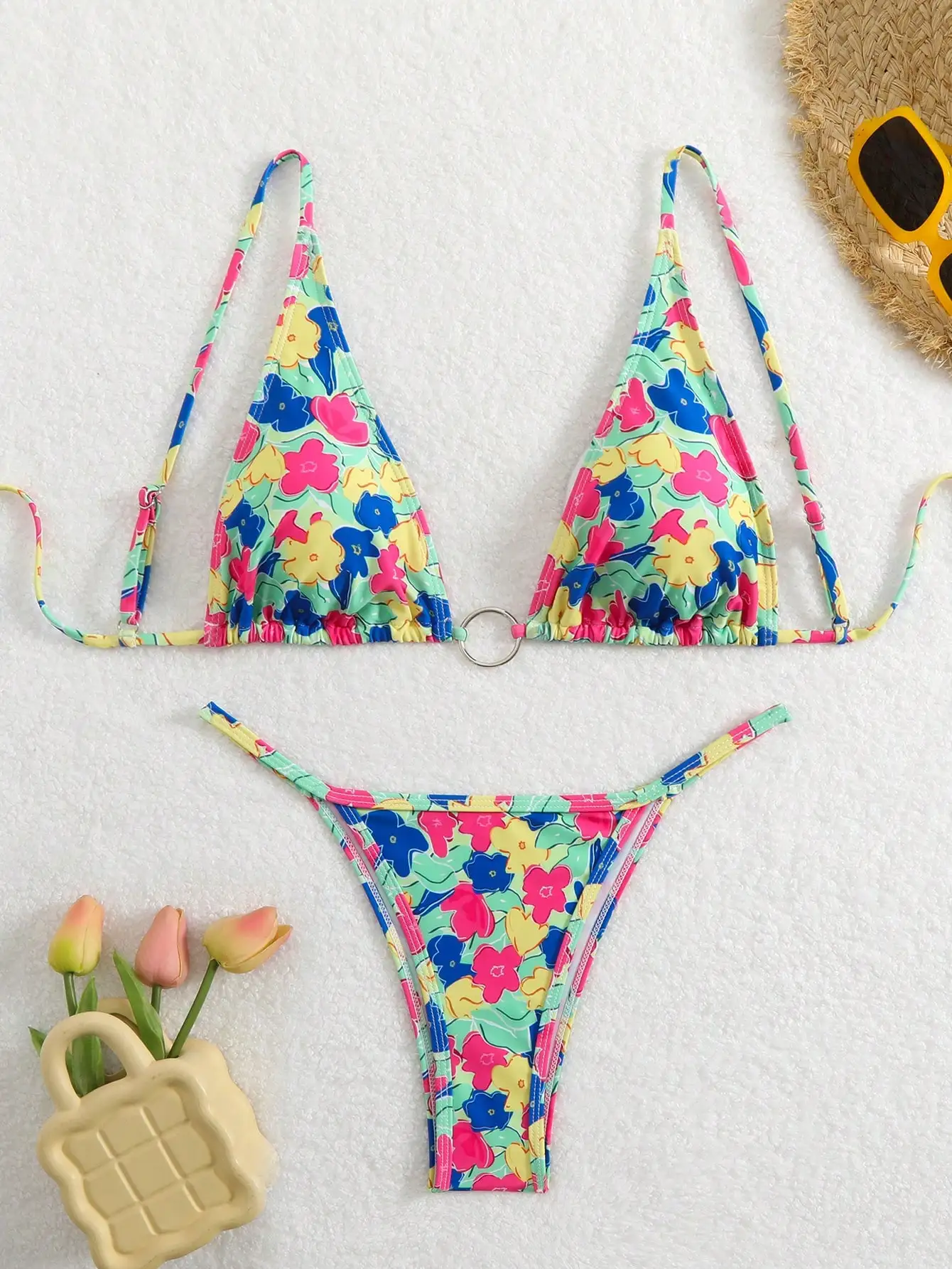 Sexy Solid Color Drawstring Hollow One-Piece Swimsuit European American Style for Vacation Party Fashionable Casual Swimwear