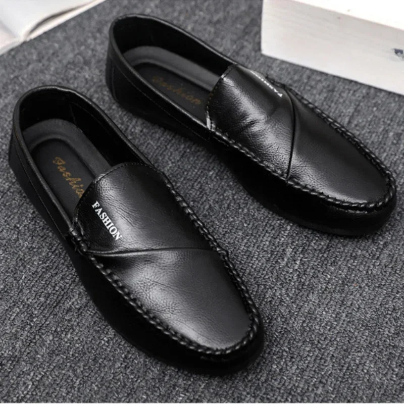 Men Casual Shoes Fashion Leather Penny Loafers Leisure Adult Office Moccasins Men Shoes Light Soft Driving Shoes Big Size 39-44