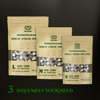 200pcs Biodegradable Tattoo Ink Cups S/M/L 10mm-15mm, ECO-Friendly Disposable Tattoo Ink Caps with Base Eco Wheat Straw for Hold