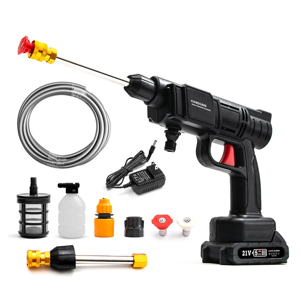 

21V Wireless High Pressure Car Washer Self Priming Sustain 550W Car Wash Water Gun With Lithium Battery