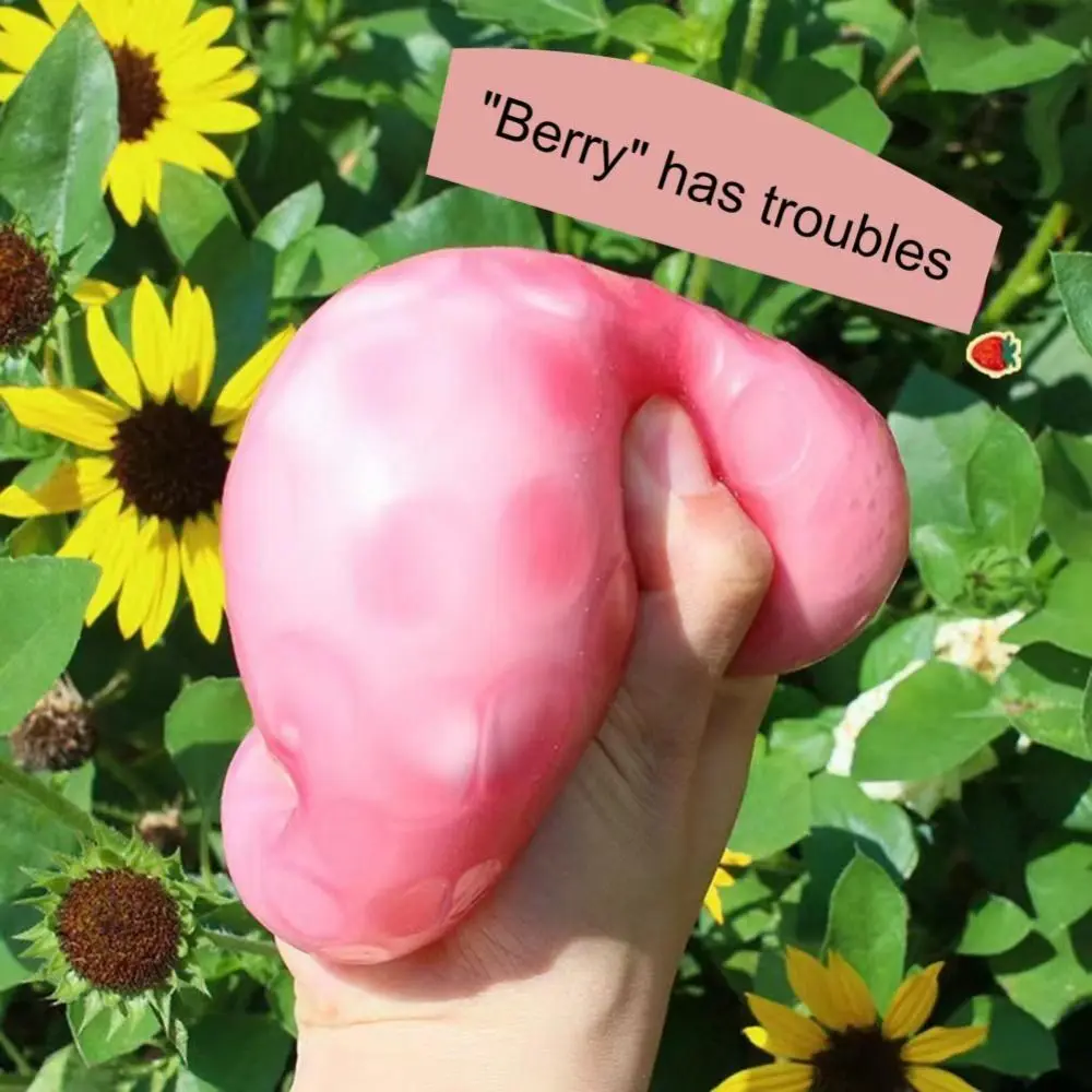Simulation de fraises décolorées qui change de couleur, à presser, Fidget TPR, pincement, décompression, poupée sensorielle délicate, blagues pratiques