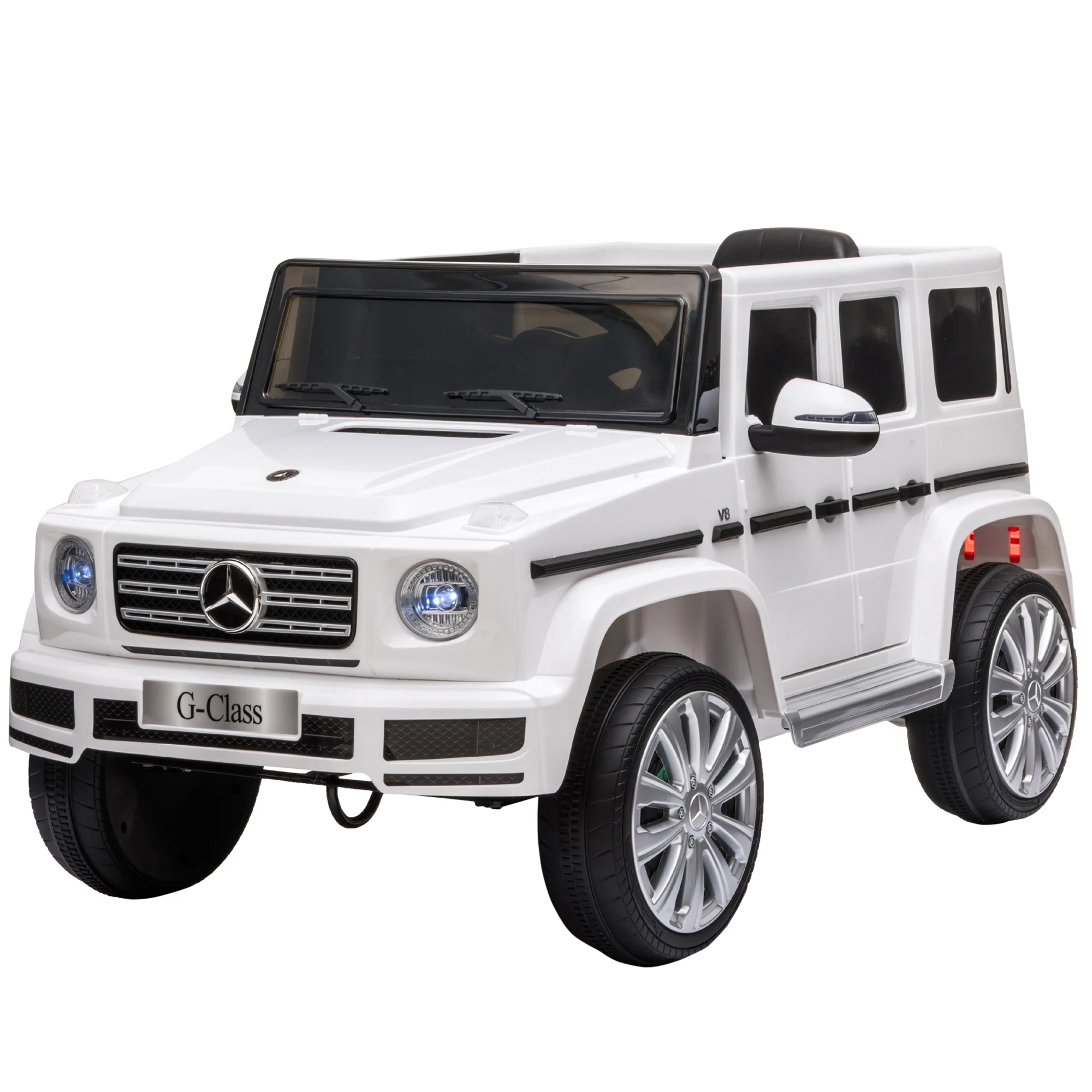 HOMCOM Coche Eléctrico para Niños de +3 Años BENZ G500 Carga 30 kg Blanco