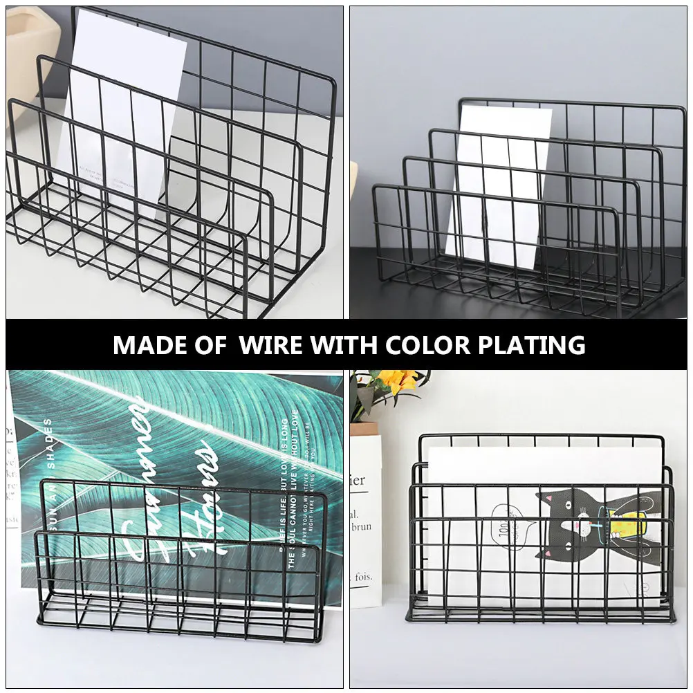 

Desktop Mail Management Organizer 3 Compartment Metal Book Rack Stylish Space Saving Storage for Letters Files Magazines Holder