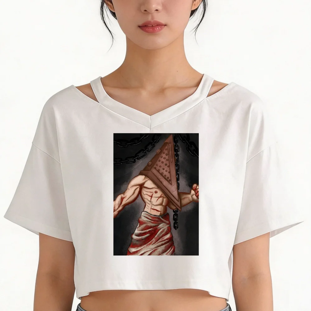Silent Hill cropped top teen baddie scene  y2k emo t shirt cute jojifuku korean fashion gothic cutecore