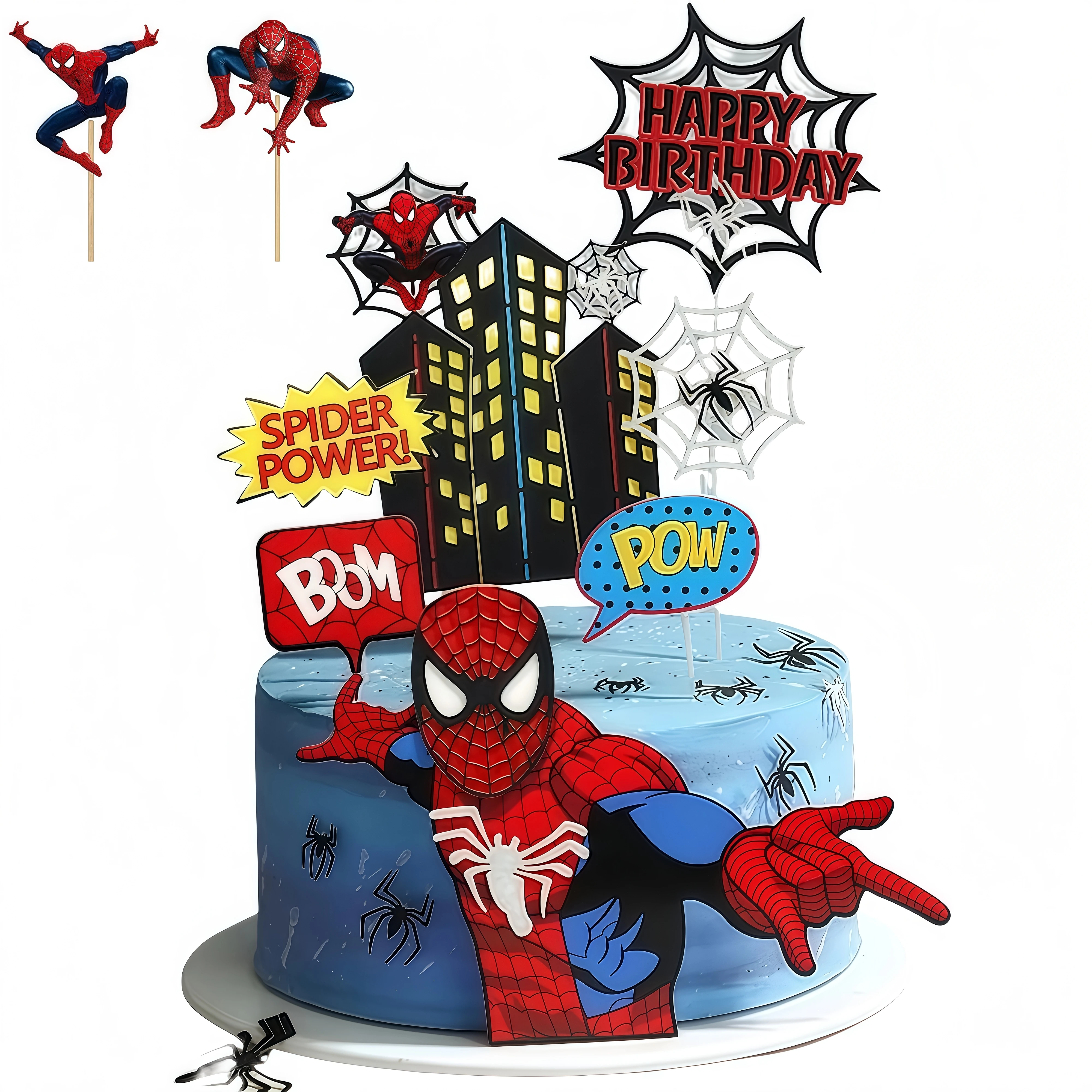 Décoration de gâteau Spiderman, dessin animé, décoration de gâteau d'anniversaire, super-héros pour garçons, décoration de Cupcake pour enfants, réception-cadeau pour bébé, fournitures de fête, cadeau