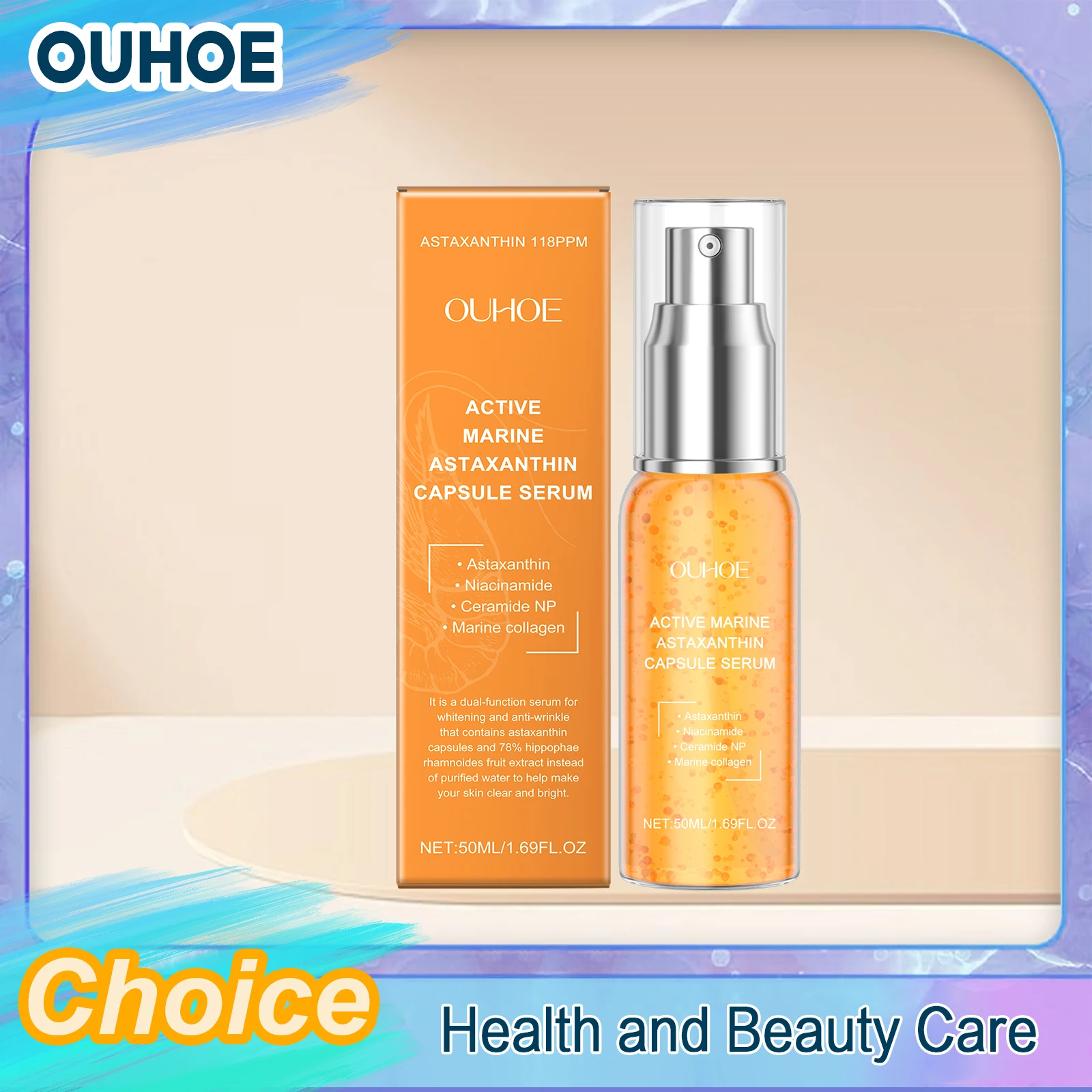 

Collagen Astaxanthin Face Serum Lightening Dark Spots Pigmentation Anti Aging Brighten Rejuvenation Hydrating Skin Care Essence