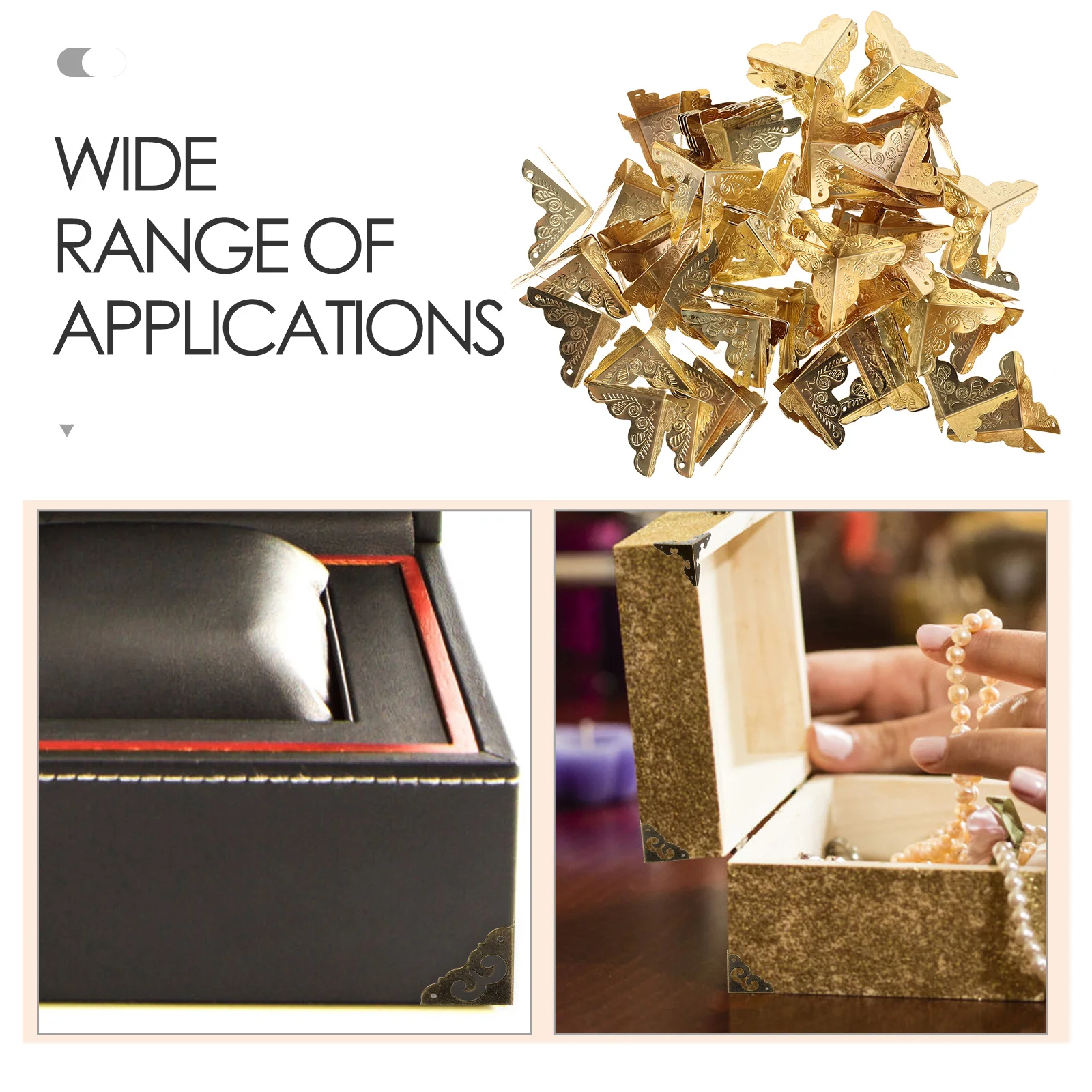 

100 шт., защитные уголки для коробок, винтажная металлическая шкатулка для драгоценностей, декоративные защитные ограждения, деревянные защитные ограждения для кромок, угловые ограждения для