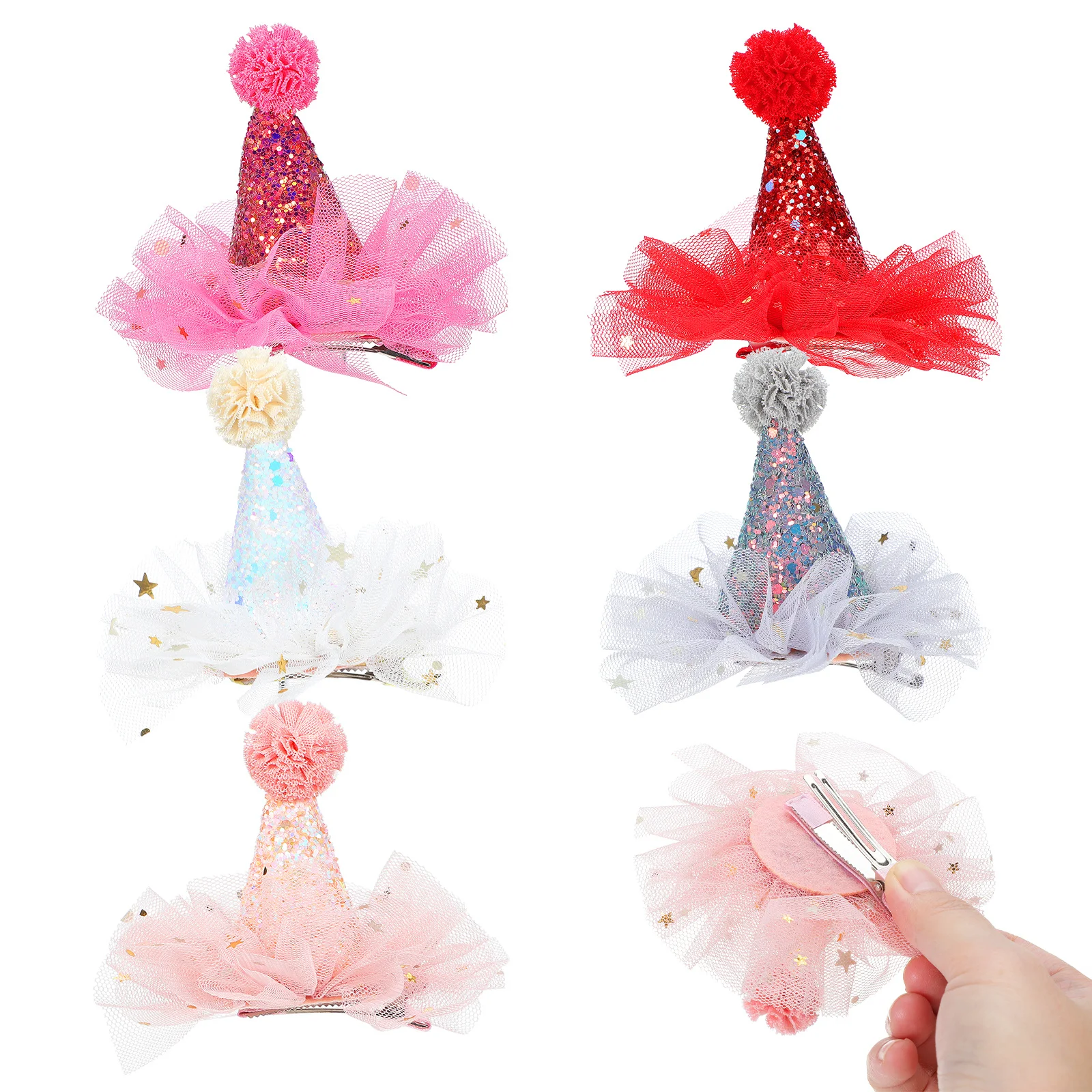 

5pcs Baby Hair Clips Kids Sequins Barrettes Bright Cartoon Design Christmas Birthday Party Decor Girls Hairpin Accessory