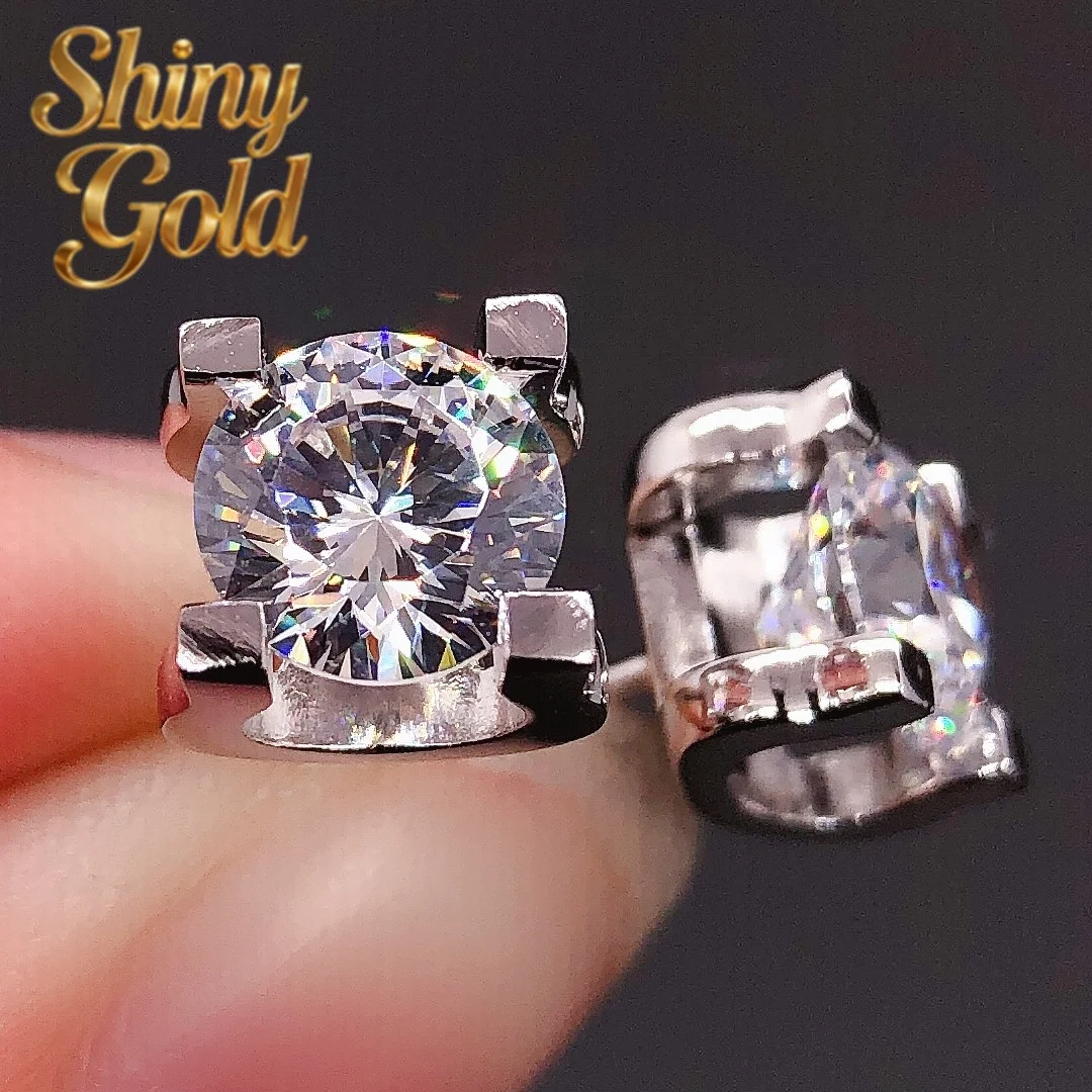 

ShinyGold 0.5,1Ct/each 5.0,6.5mm D Color VVS1 Moissanite Diamond Stud Earrings Classic PT950 Wedding Stud Earrings E041
