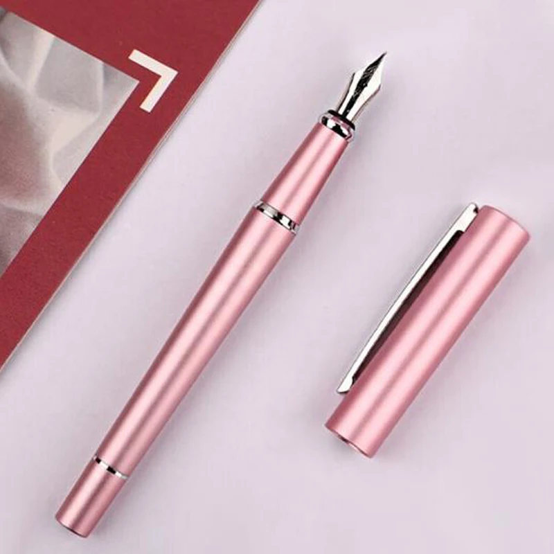 

Picasso Pimio 962 Van Der Rohe Pink Matte Finish Fountain Pen Silver Trim 0.5mm Fine Nib Ink Pen Luxurious Writing Gift Pen Set