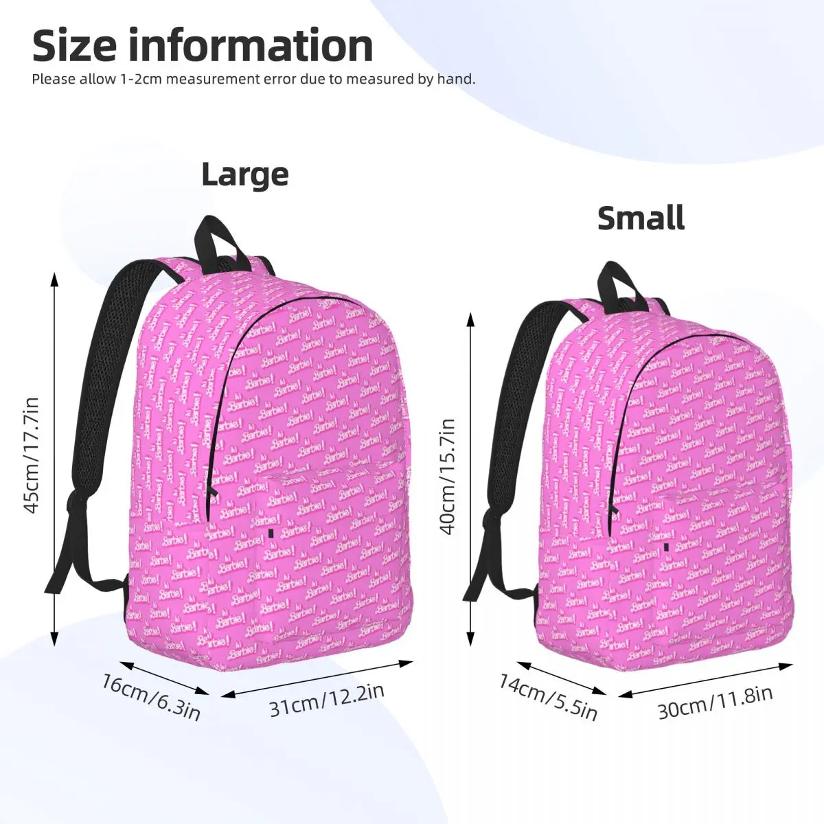 Niestandardowy plecak z nadrukiem 3D Barbie Cute Canvas dla dziewczynek Chłopcy Torby podróżne dla kobiet Mężczyźni Bookbag Pasuje do 15-calowego