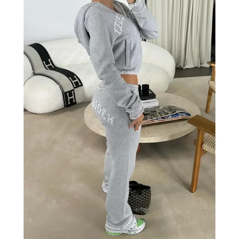 Fashion American Hip Hop Y2K Women Zip Hoodies High Street Set Harajuku Trousers Tide Jacket Bottoms Vintage Coat Lower garment