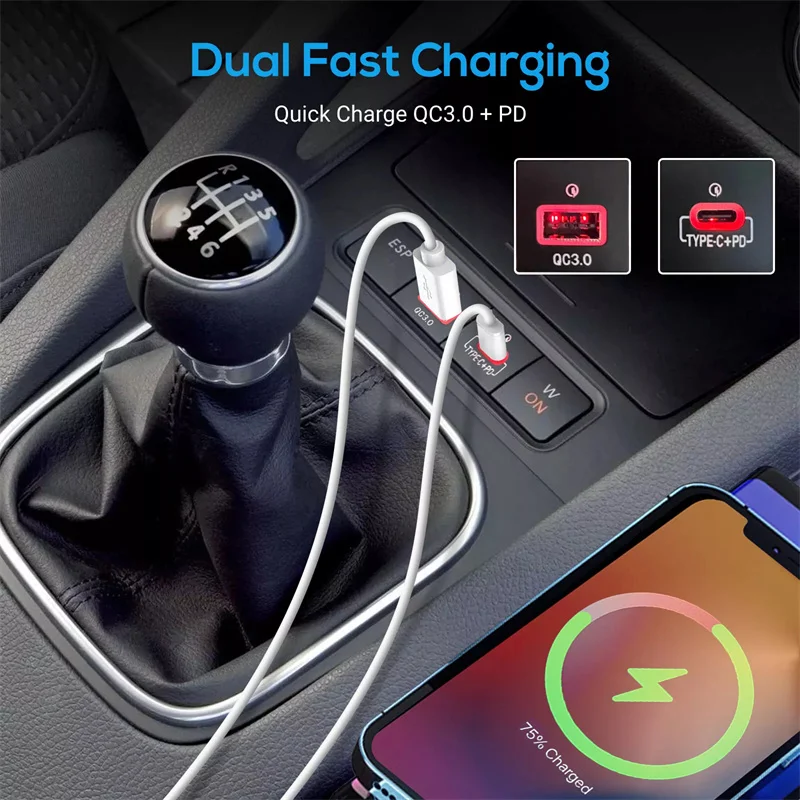 

Для VW Golf 6 MK6 MK5 Scirocco 2006-2012 Автомобильное зарядное устройство USB PD Quick Charge QC3.0 Кнопка адаптера для автоматической зарядки телефона