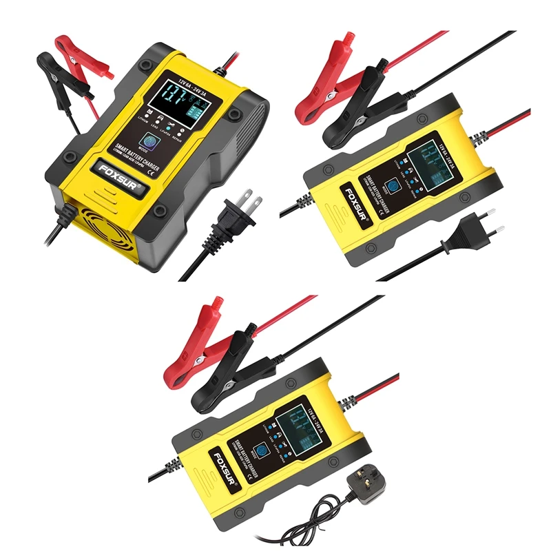 

FOXSUR 12 В/24 В Автомобильное зарядное устройство для аккумуляторов 6A 12,6 в, литиевое зарядное устройство, умное зарядное устройство для аккумуляторов для мотоциклов