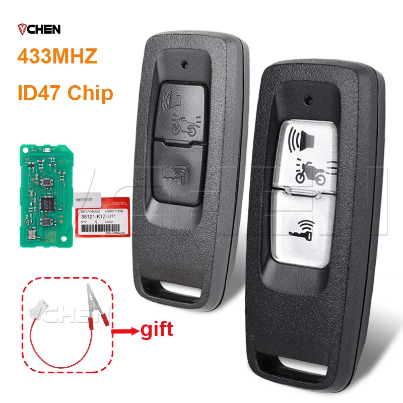 Chiave moto adatta Honda PCX160 FORZA Bianco Nero Bottoni Remoto ID47 Chip 433 Mhz Moto Smart Fob 35111/35121-K1Z-U11 Tag Batteria
