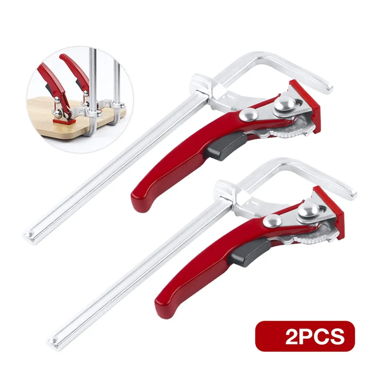 2pcs Ratcheting Table Clamp, Quick Release Clamp for and Guide Rail System, Bar Clamp,F-Clamp Multi-Function Ratchet