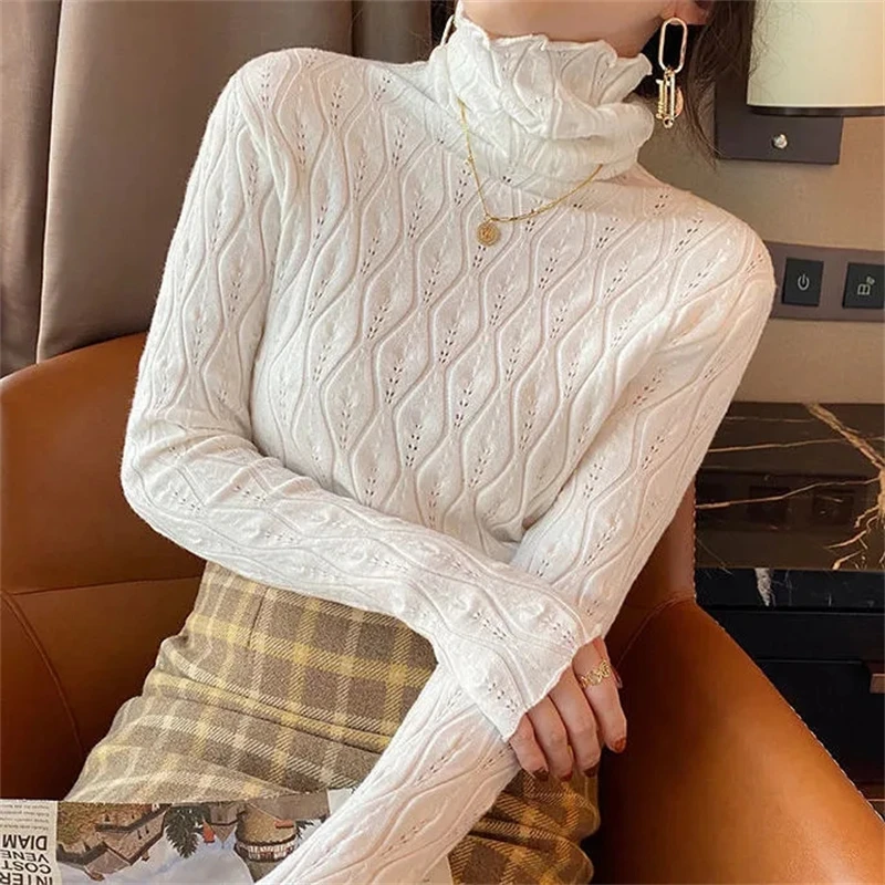 

2023 Cashmere Turtleneck Women Sweaters Autumn Winter Warm Pullover Slim Tops Knitted Sweater Jumper Soft Pull Female