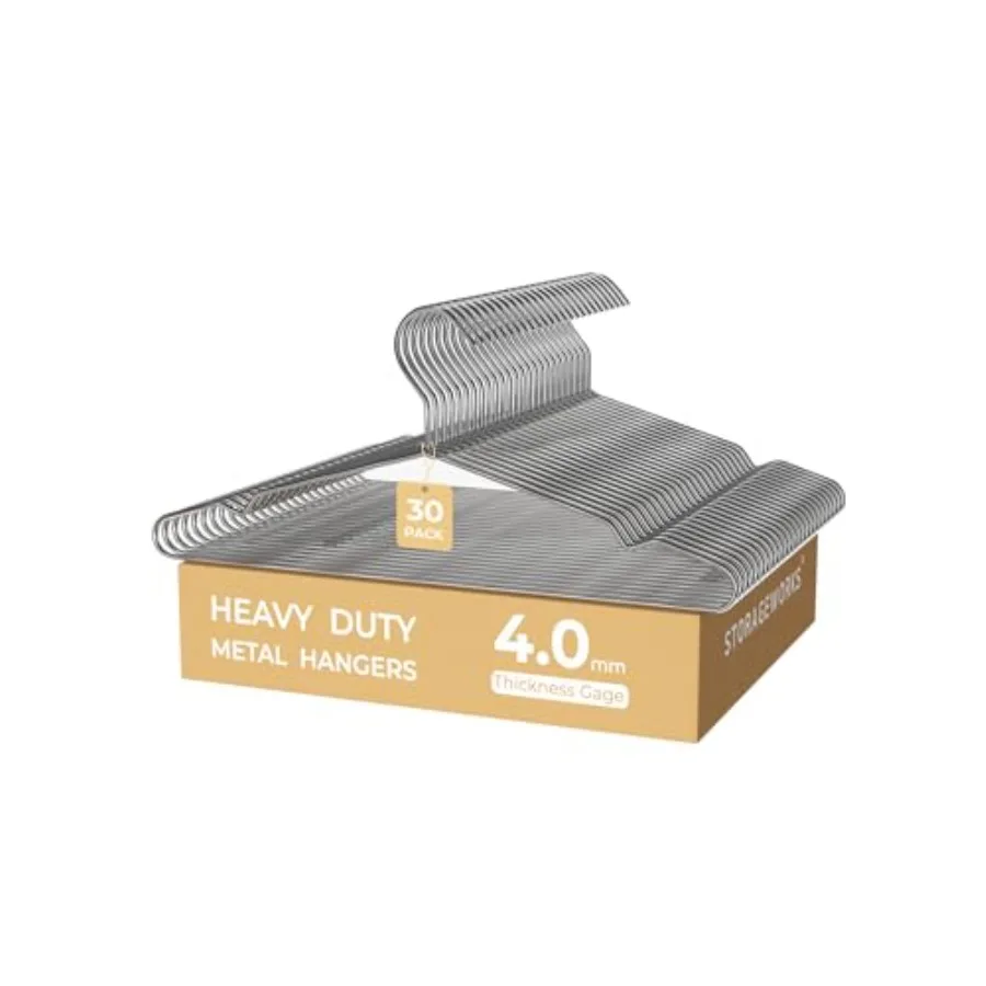 

4mm Super Thick Metal Wire Hangers Heavy Duty Stainless Steel Clothes Hangers for Coats Shirts Jackets Pants Suits Space Saving