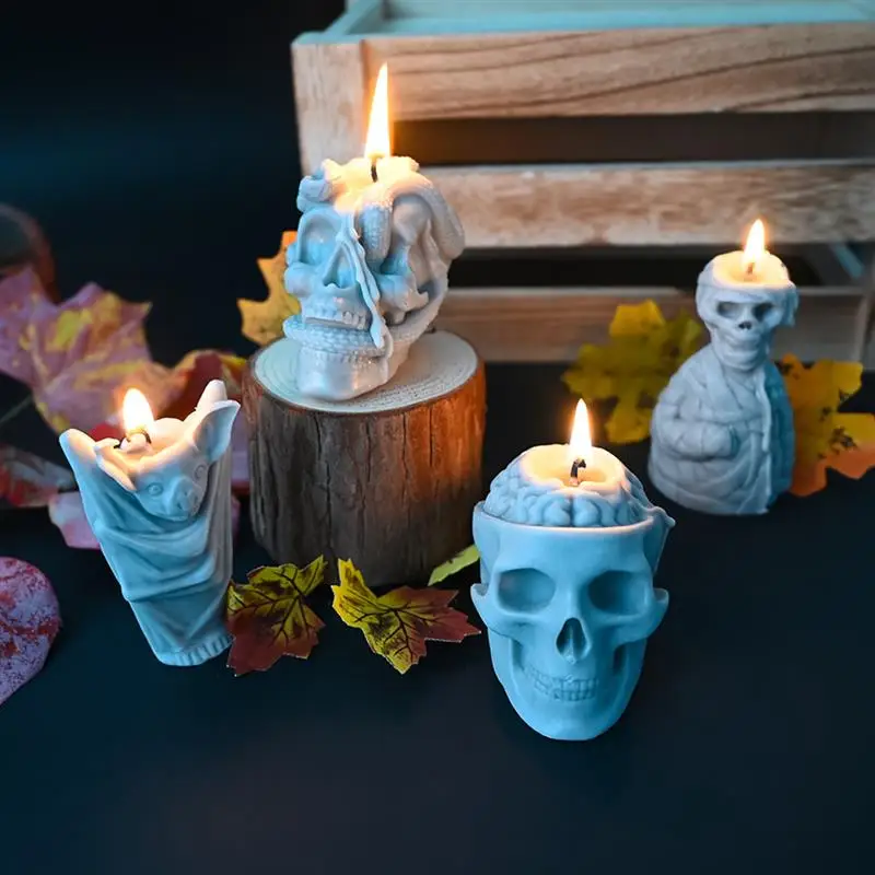 3D Halloween Series Silicone Candle Molds Halloween Skull Decoration Crafts Plaster Resin Cement Mold DIY Hand Soap Making Tool