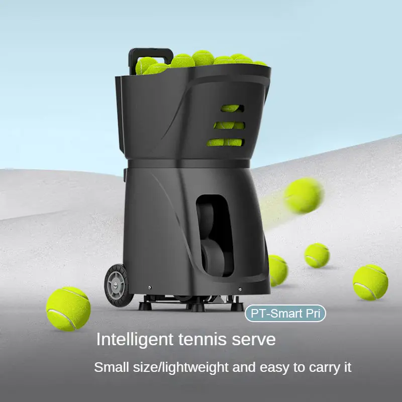 PUSUN PT-SMART Máquina automática de pelotas de tenis para principiantes, lanzador de práctica con aplicación de teléfono inteligente para equipos de entrenamiento