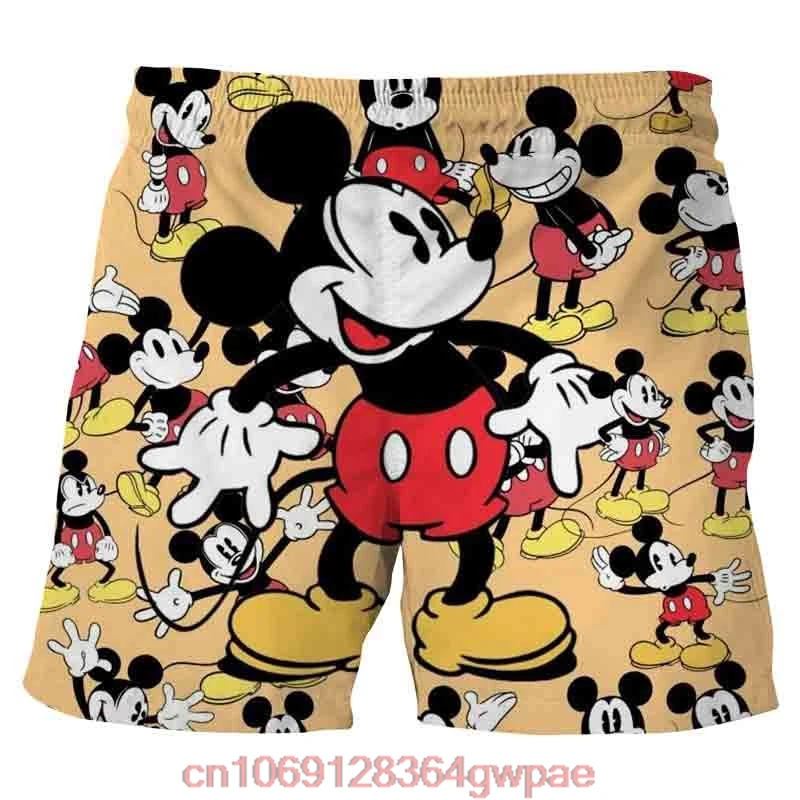 

Disney Mickey Minnie Men's Beach Breathable Casual Shorts Hawaiian Vacation Shorts