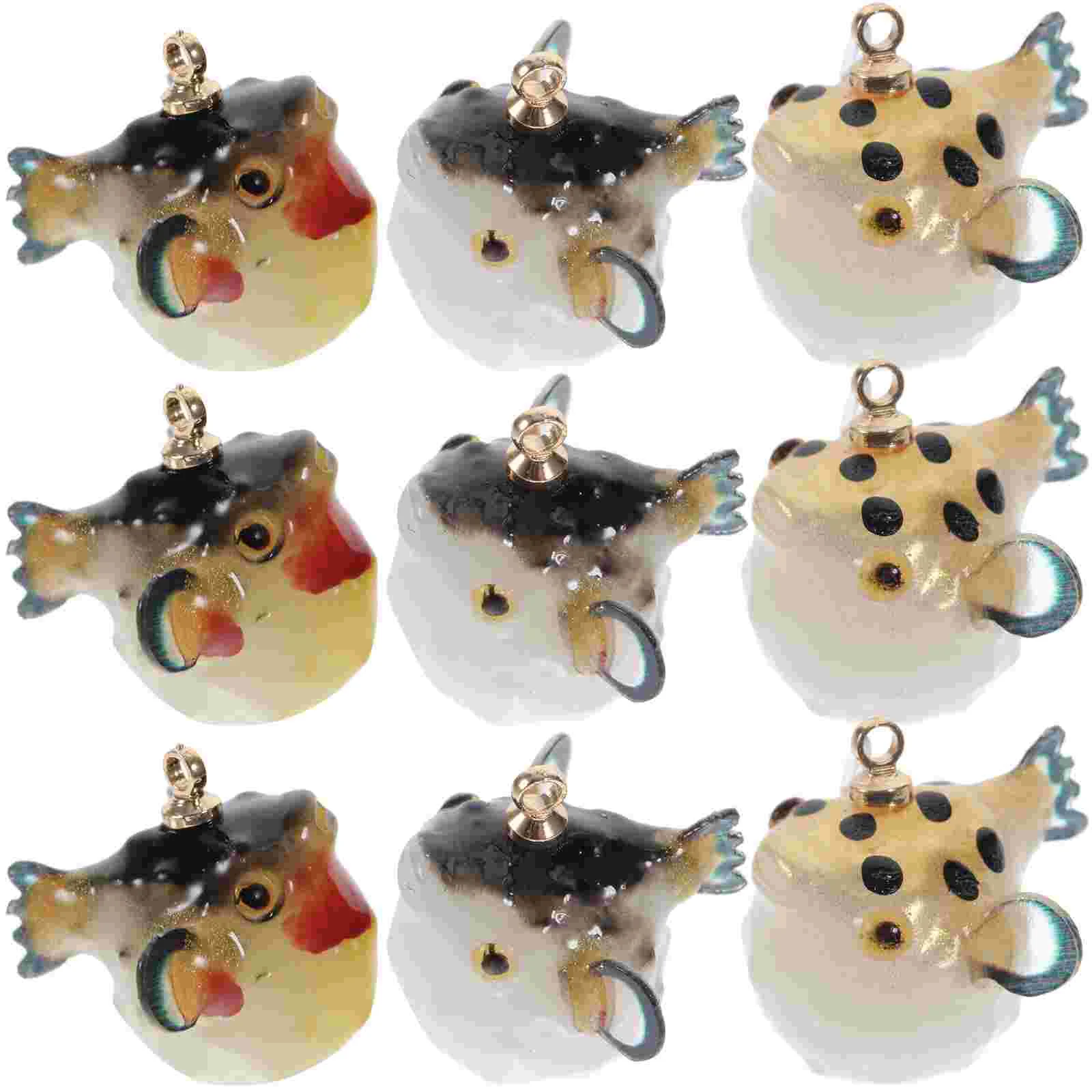 

Fish Ornaments Resin Small Goldfish Puffer Pendant Mini Earring Charms for Making Necklace