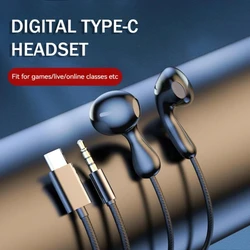 Type C&3.5mm Wired Earphones In-Ear Headphones For Samsung Earbud Hifi Stereo Headset Noise Reduction Gamer Handfree With HD Mic