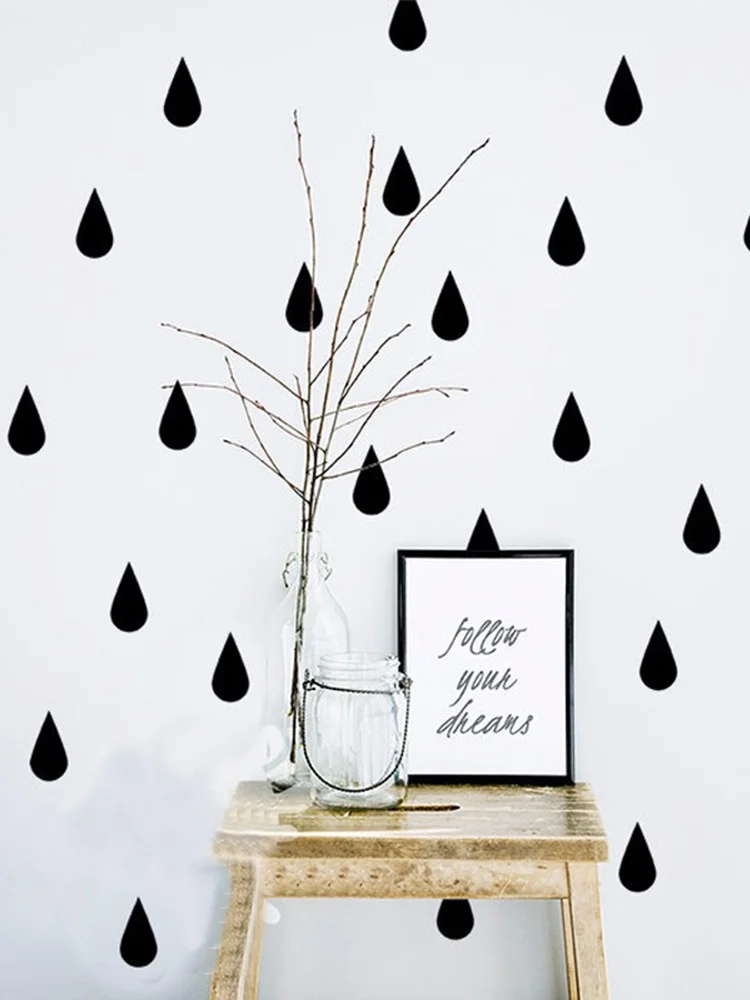 

Wall Decal Vinyl Stickers for Kids Room, DIY Raindrop, Sticker for Room, Office, Kitchen Decor, Home Decoration, 60 Pcs per Set