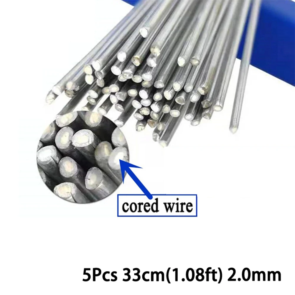 Strong Protection Aluminum Welding Rods, 5Pcs Flux Cored Wire For High Thermal Conductivity, Long Service Life Silver Color