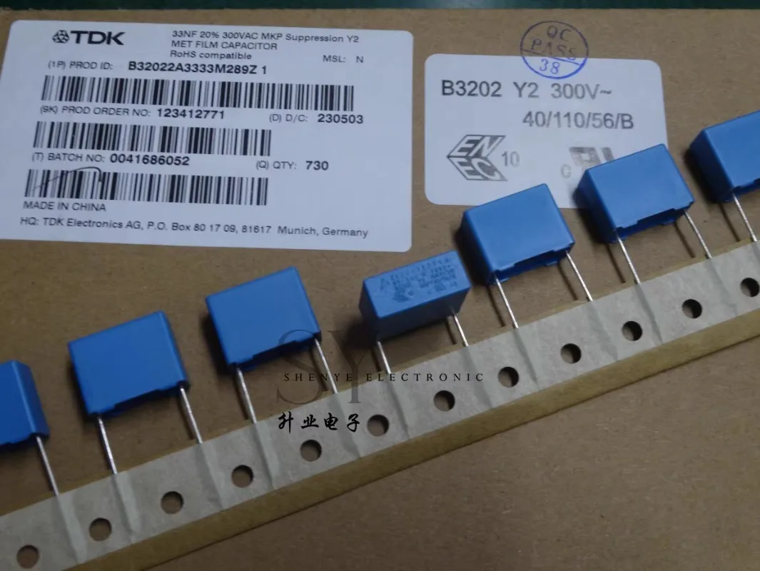 

5PCS/10PCS EPCOS 0.033uf/300vAC 33nf 333 Y2 New 15M thin film capacitor B32022A3333M