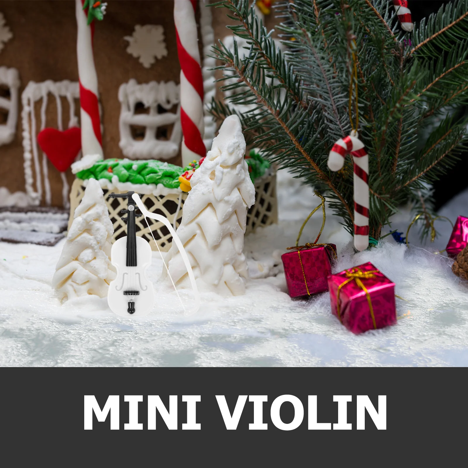 

6Pcs Mini Violin Simulation Plastic Smallest Musical Instrument Decorative Vintage Texture Mini Ornament Photo Prop
