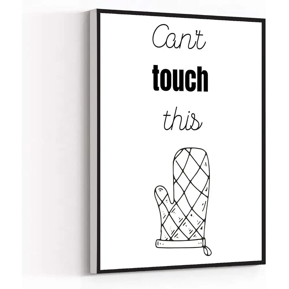 

Canvas Wall Art - 'Cant Touch This' Oven Mitt Print, Kitchen & Living Room Decor, 16x24 inches