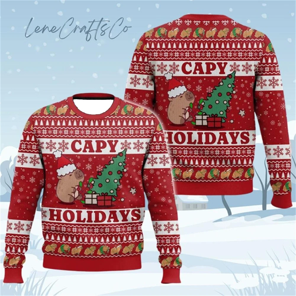 مضحك ثلاثية الأبعاد طباعة الألماني الجرافيك عيد الميلاد سترة قبيحة لطيف كلب جولة الرقبة البلوز البلوز السنة الجديدة عيد الميلاد بلوزات #5