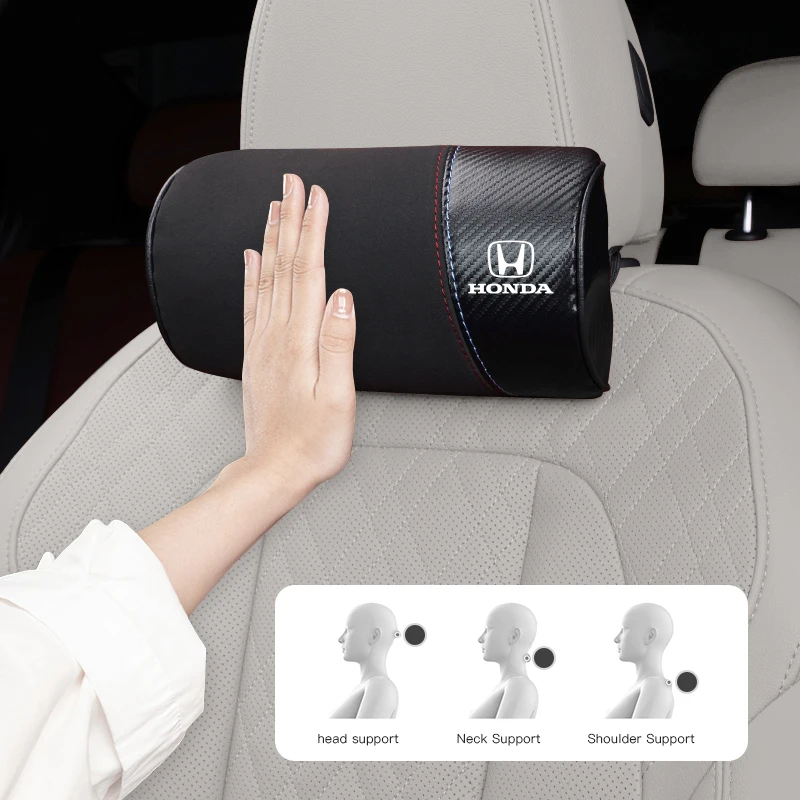 

Автомобильная замшевая подушка для сиденья из углеродного волокна, подголовник, подушка для шеи для Honda Civic Accord Jazz Fit CRV Odyssey City Pilot Vezel Prelude