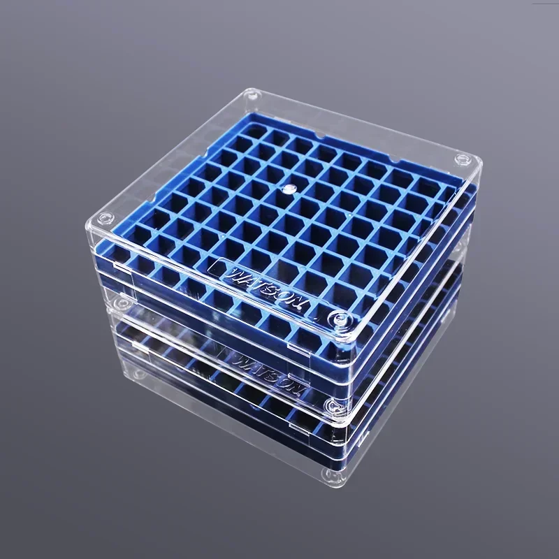 Watson 1577-850B Laboratory Freezer Box Tube Rack Blue 81-well Polypropylene PCR Can Accommodate Cryovials of 2ml or Less