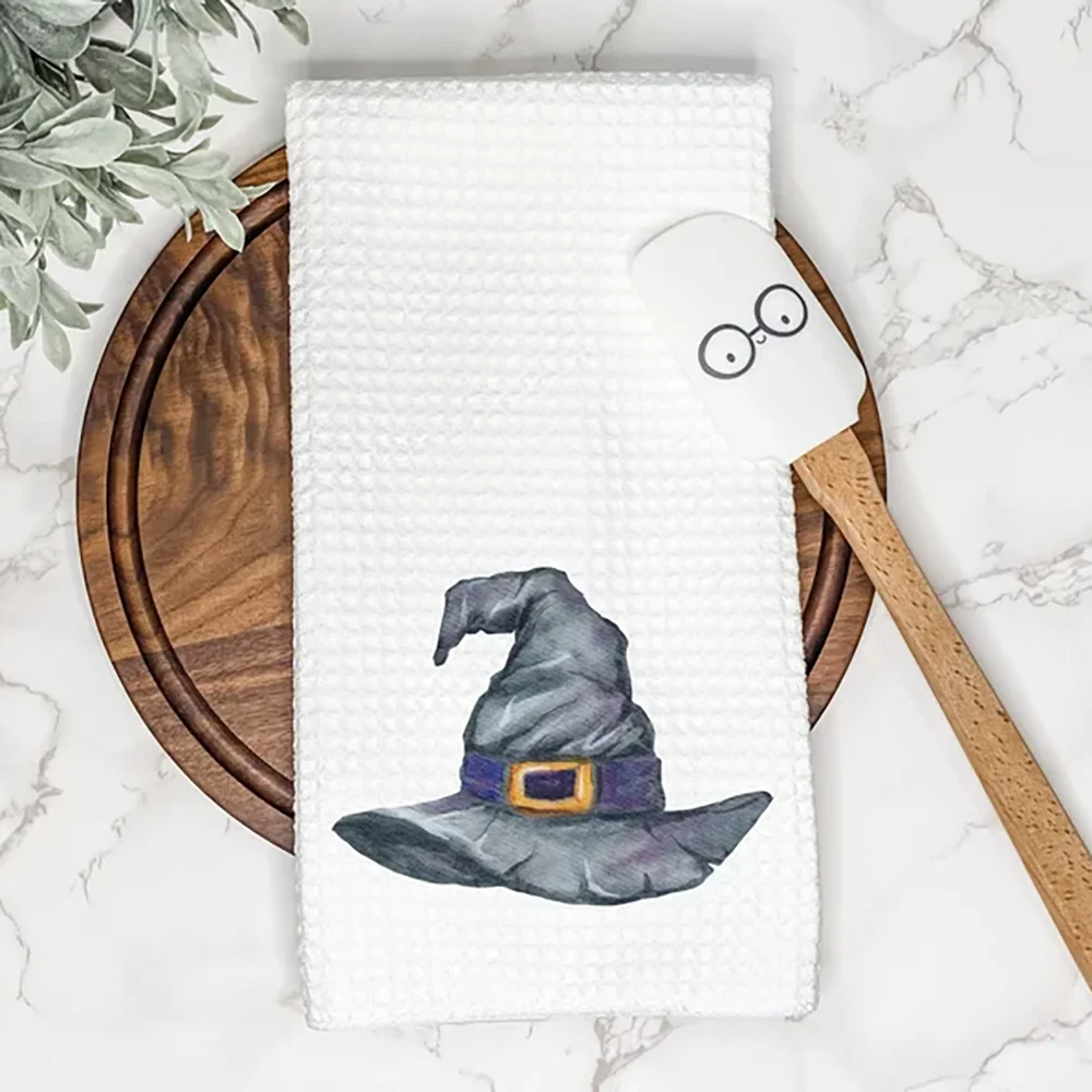 

Witch Hat Kitchen Tea Towel Cute Halloween Gift for Friend or Housewarming Party Fall Farmhouse Hand/Dish Towel Fun Home Decor